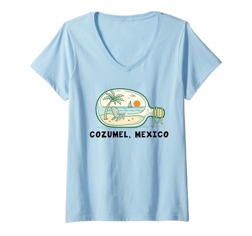 Damen Souvenir von Cozumel Mexiko Urlaub Reisen Männer Frauen T-Shirt mit V-Ausschnitt von Cozumel Mexico Reminder Souvenir