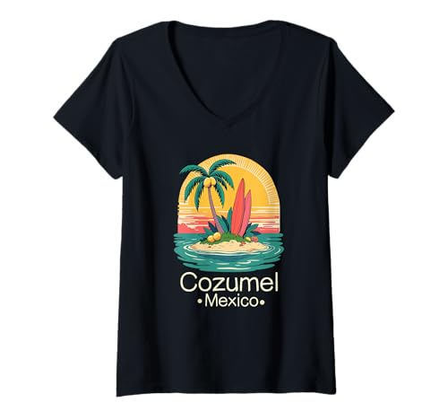 Damen Souvenir von Cozumel Mexiko Urlaub Reisen Männer Frauen T-Shirt mit V-Ausschnitt von Cozumel Mexico Reminder Souvenir