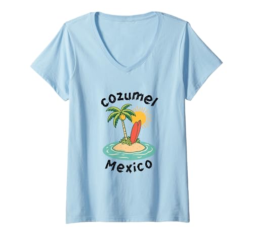 Damen Souvenir von Cozumel Mexiko Urlaub Reisen Männer Frauen T-Shirt mit V-Ausschnitt von Cozumel Mexico Reminder Souvenir