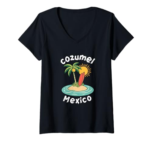 Damen Souvenir von Cozumel Mexiko Urlaub Reisen Männer Frauen T-Shirt mit V-Ausschnitt von Cozumel Mexico Reminder Souvenir