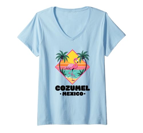 Damen Souvenir von Cozumel Mexiko Urlaub Reisen Männer Frauen T-Shirt mit V-Ausschnitt von Cozumel Mexico Reminder Souvenir