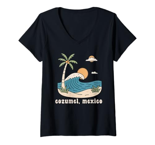 Damen Souvenir von Cozumel Mexiko Urlaub Reisen Männer Frauen T-Shirt mit V-Ausschnitt von Cozumel Mexico Reminder Souvenir