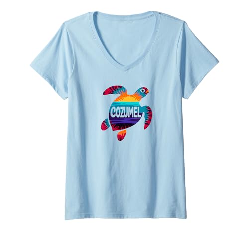 Damen Souvenir aus Cozumel, Mexiko//Cozumel T-Shirt mit V-Ausschnitt von Cozumel Souvenir Store
