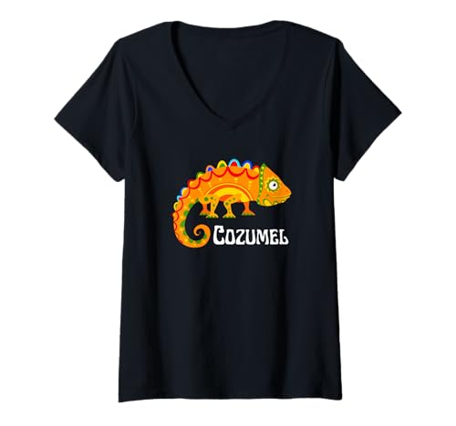Damen Souvenir aus Cozumel, Mexiko//Cozumel T-Shirt mit V-Ausschnitt von Cozumel Souvenir Store