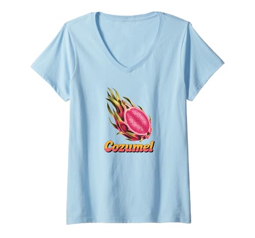 Damen Souvenir aus Cozumel, Mexiko//Cozumel T-Shirt mit V-Ausschnitt von Cozumel Souvenir Store