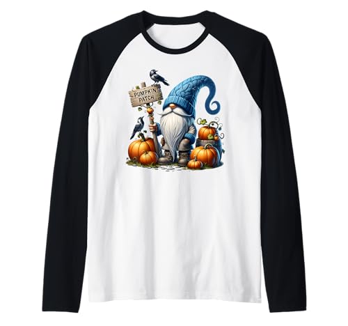 Autumn GNOME with Pumpkin Patch Sign and Crows Fall Vibes Raglan von Cozy Autumn Fall Must Haves For Gnome Lovers