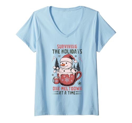 Damen Lustiges Weihnachten Mental Health Sarkastic Männer Frauen Kinder Xmas T-Shirt mit V-Ausschnitt Damen Lustiges Weihnachten Mental Health Sarkastic Männer Frauen Kinder Xmas T-Shirt mit V-Ausschnitt von Cozy Christmas Men Women Apparel Clothes Ideas