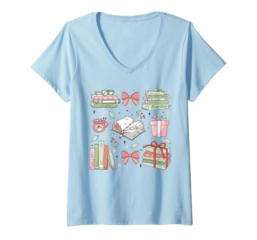Damen Weihnachtsbuchliebhaber Leseleser Männer Frauen Kinder Weihnachten T-Shirt mit V-Ausschnitt Damen Weihnachtsbuchliebhaber Leseleser Männer Frauen Kinder Weihnachten T-Shirt mit V-Ausschnitt von Cozy Christmas Men Women Apparel Clothes Ideas