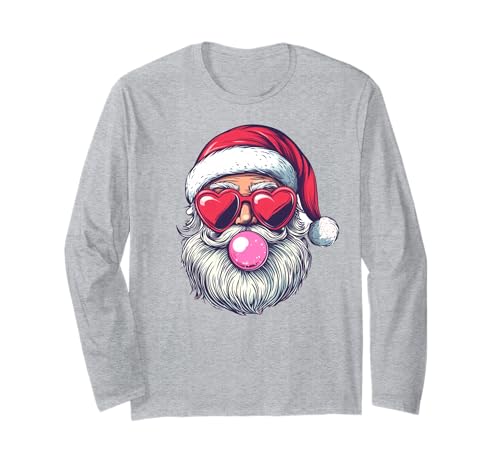 Santa Bubble Gum Ballon Weihnachten Frauen Mädchen Lustig Xmas Langarmshirt von Cozy Christmas Men Women Apparel Clothes Ideas