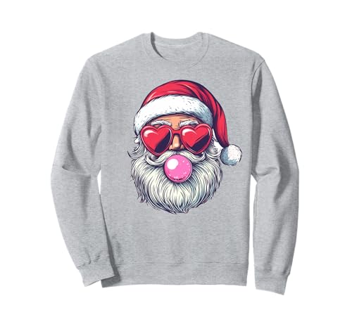 Santa Bubble Gum Ballon Weihnachten Frauen Mädchen Lustig Xmas Sweatshirt von Cozy Christmas Men Women Apparel Clothes Ideas