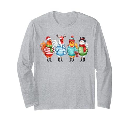 Weihnachten Huhn Lustiger Hahn Vogel Männer Frauen Kinder Xmas Langarmshirt von Cozy Christmas Men Women Apparel Clothes Ideas