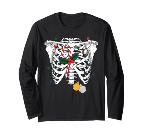 Weihnachtliches Skelett-Rippkäfig für Herren und Damen, lustiges Weihnachtskostüm Langarmshirt Weihnachtliches Skelett-Rippkäfig für Herren und Damen, lustiges Weihnachtskostüm Langarmshirt von Cozy Christmas Men Women Apparel Clothes Ideas