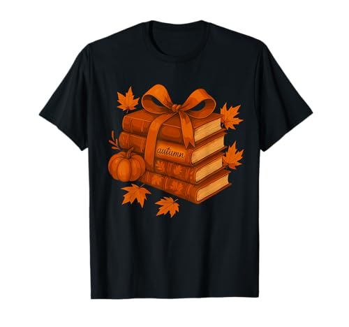 Lehrer Herbst Buch Stapel Bücher mit Schleife Herbst Frauen T-Shirt Lehrer Herbst Buch Stapel Bücher mit Schleife Herbst Frauen T-Shirt von Cozy Fall Reading Stack Books Teachers Coquette