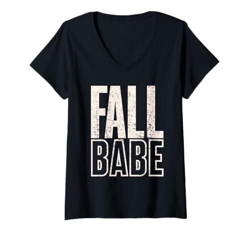 Damen Fall Babe Distressed Retro Herbst Ästhetik T-Shirt mit V-Ausschnitt Damen Fall Babe Distressed Retro Herbst Ästhetik T-Shirt mit V-Ausschnitt von Cozy Harvest Autumn Fall Vibes Co.