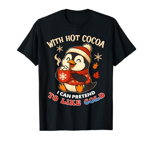 Lustiger Pinguin Weihnachten Hot Cocoa Jungen Mädchen Familie Matching T-Shirt von Cozy Holiday Humor Novelty Co.