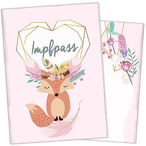 cozy racoon Impfpasshülle für Erwachsene und Kinder | Hochwertige Hülle für die Internationale Impfbescheinigung I Perfekte Schutzhülle für Dein Impfdokument I Design Boho Fuchs Rosa von cozy racoon