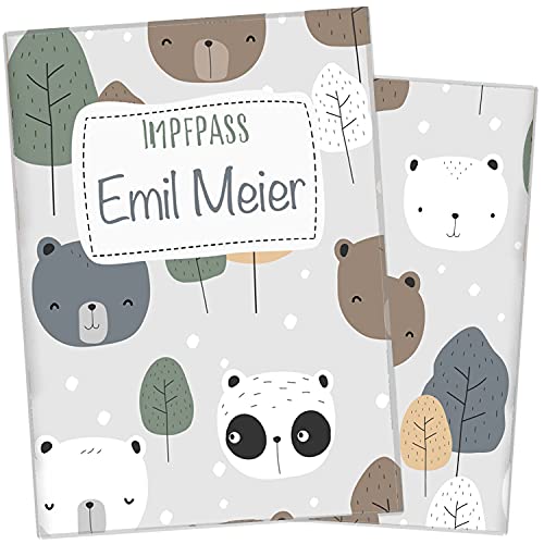 cozy racoon Personalisierbare Impfpasshülle für Erwachsene und Kinder | Hochwertige Hülle für die Internationale Impfbescheinigung I Schutzhülle für Dein gelbes Impfdokument I Design Bären von cozy racoon