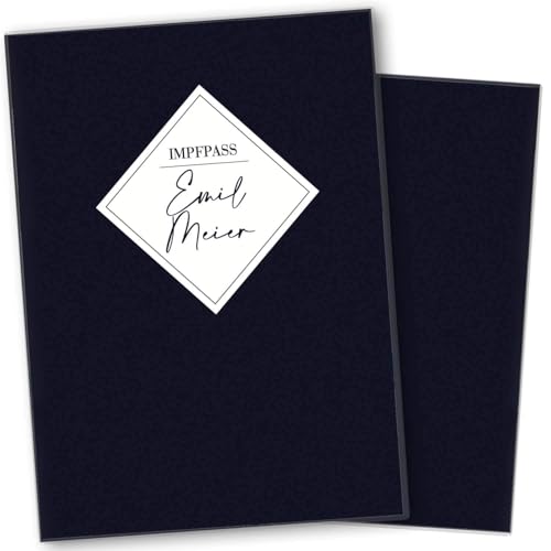 cozy racoon Personalisierbare Impfpasshülle für Erwachsene und Kinder | Hochwertige Hülle für die Internationale Impfbescheinigung I Schutzhülle für Dein gelbes Impfdokument I Design Dark Blue von cozy racoon