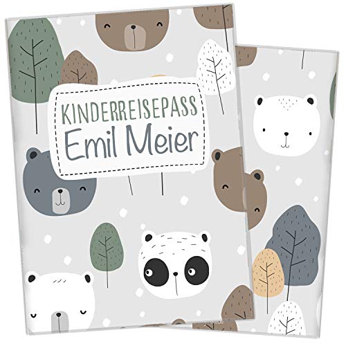 cozy racoon Reisepasshülle für Kinder | Hochwertige Hülle für den Reisepass Deines Kindes |Design Süße Bären (mit Name/mit Personalisierung) von cozy racoon