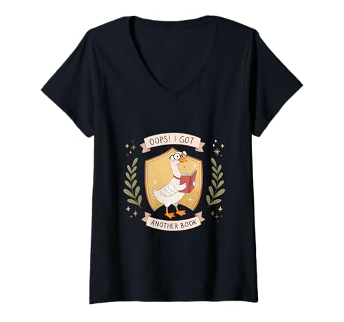 Damen Funny Goose Reading Hoppla, noch EIN Bücherwurm aus der Bücherei T-Shirt mit V-Ausschnitt Damen Funny Goose Reading Hoppla, noch EIN Bücherwurm aus der Bücherei T-Shirt mit V-Ausschnitt von Cozy Reads Collective