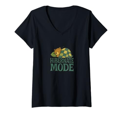 Damen Winterschlafmodus, niedlicher Bär, lustiges Winter-Design T-Shirt mit V-Ausschnitt Damen Winterschlafmodus, niedlicher Bär, lustiges Winter-Design T-Shirt mit V-Ausschnitt von Cozy Winter Dreams Emporiums