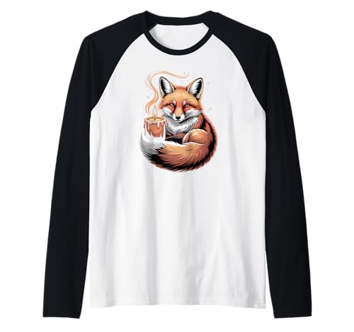 Süßer Fuchs mit Kerze und Schneeflocken, Bezauberndes Tier Raglan von Cozy Winter Forest Apparel Gifts By Anastasia