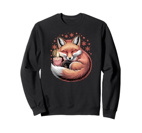 Süßer Fuchs mit Kerze und Schneeflocken, Bezauberndes Tier Sweatshirt von Cozy Winter Forest Apparel Gifts By Anastasia