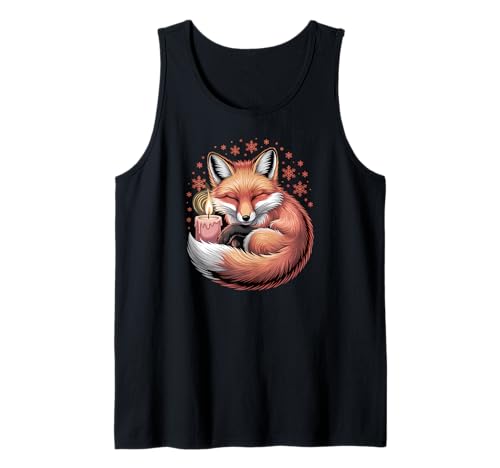 Süßer Fuchs mit Kerze und Schneeflocken, Bezauberndes Tier Tank Top von Cozy Winter Forest Apparel Gifts By Anastasia
