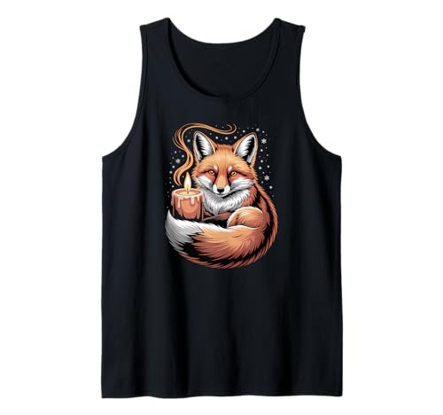 Süßer Fuchs mit Kerze und Schneeflocken, Bezauberndes Tier Tank Top von Cozy Winter Forest Apparel Gifts By Anastasia