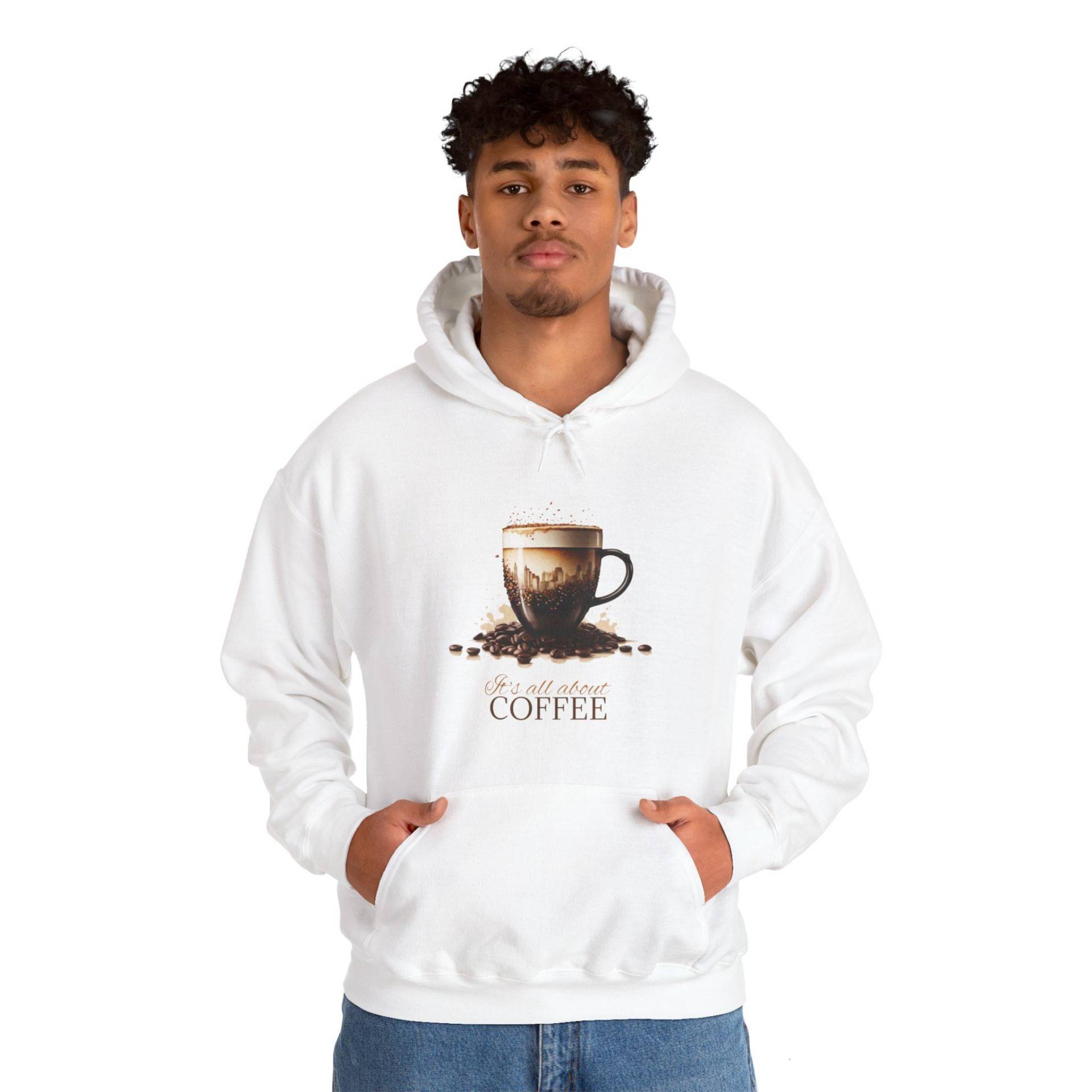Heavy Blend Hooded Coffee Art Sweatshirt, Mug, City Silhouette, Design Artistic Coffee, Beautiful, Sweatshirt von CozyBreezeBusiness