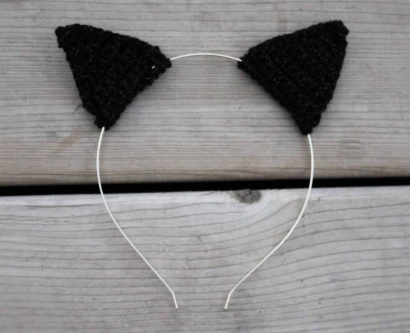 Glitzernde Schwarze Katze Ohr Häkelarbeitstirnband von CozyCatsCrochet