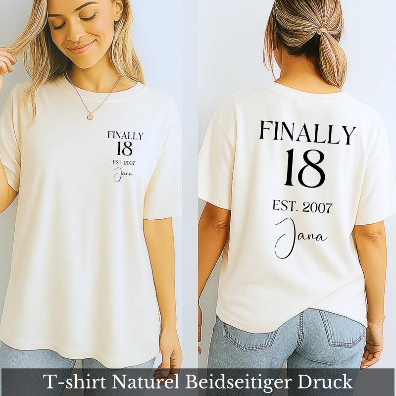 18. Geburtstag Geschenk Mädchen Personalisiertes Zum Freundin Rücken Tshirt 2007 Backprint Tochter Geburtstagsshirt von CozyDaysDesign