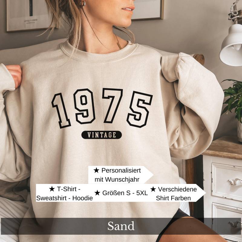 50 Geburtstag Geschenk Frau Vintage 1975 T-Shirt Mama Ideen Geburtstagsshirt Freundin Pullover Damen Pulli von CozyDaysDesign