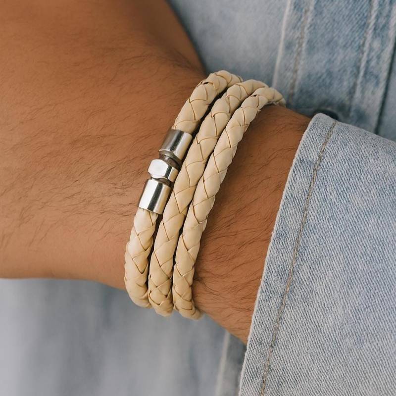 Männer Wickelarmband Aus Geflochtenem Leder 3-Fach Im Surfer Style - Geschenk Für Ihn, Mann Oder Papa Herren Schmuck von CozyDetailz