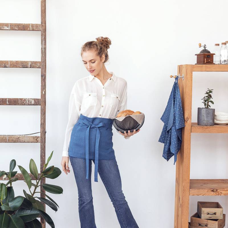 Kellnerschürze Mit Zwei Taschen Und Langen Bändern in Vielen Farben von CozyLinen