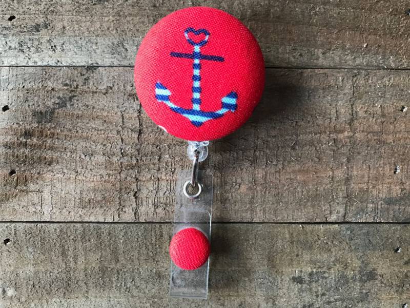 Einziehbare Ausweis/Halter-stoff Abzeichen Reel-Versenkbare Reel-Abzeichen Reel-Id Badge Halter-Krankenschwester Geschenk-Blau Gestreifte Anker von CozyMooseDesigns