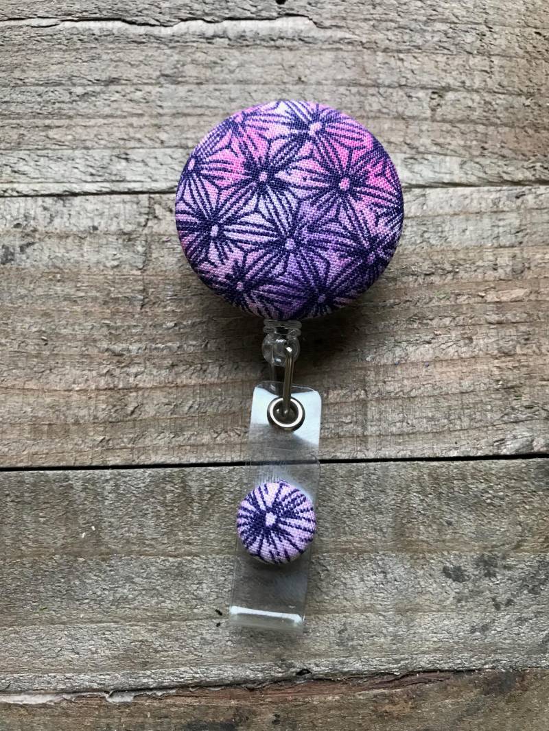 Versenkbare Ausweis/Halter-stoff Abzeichen Reel-Einklappbare Reel-Abzeichen Reel-Id Badge Halter-Krankenschwester Geschenk-Lila Ombre Abstrakt Blumen von CozyMooseDesigns