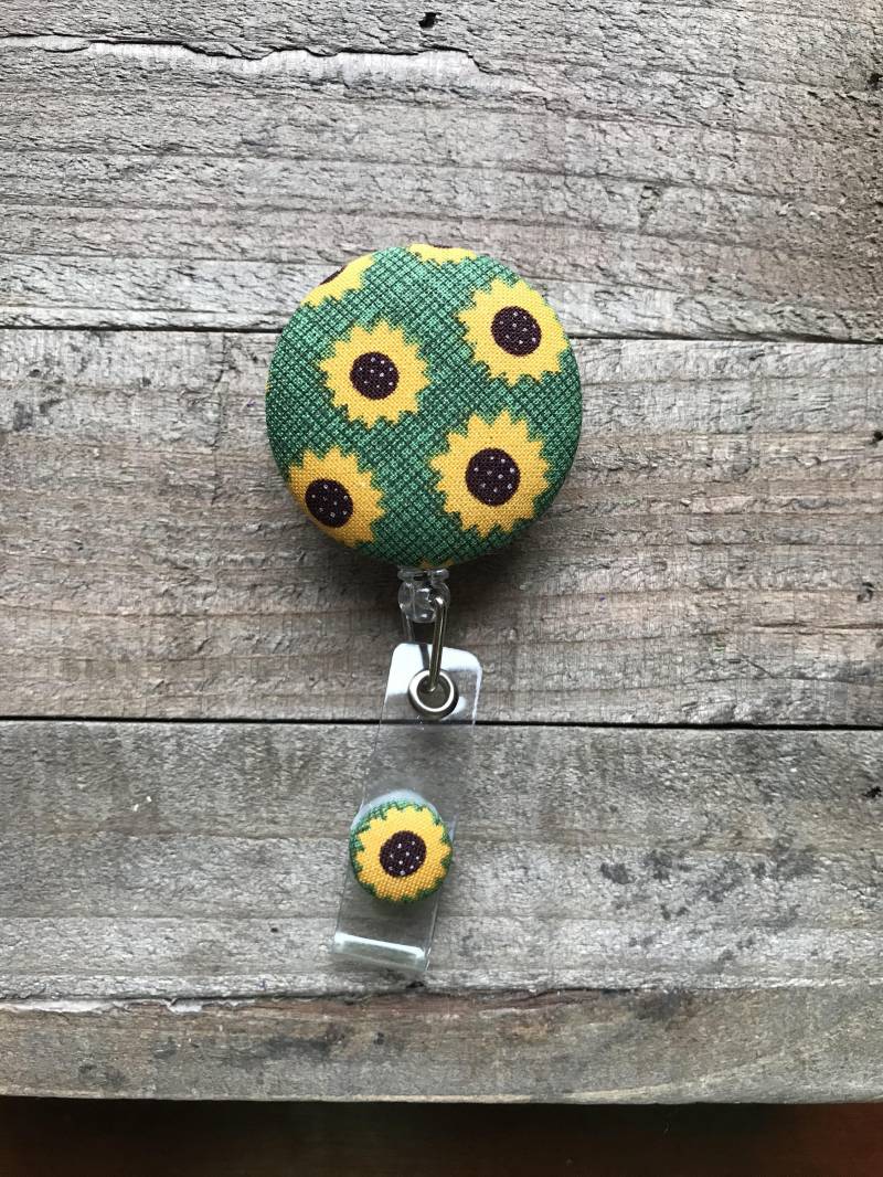 Versenkbare Ausweis/Halter-stoff Abzeichen Reel-Versenkbare Reel-Abzeichen Reel-Id Badge Halter-Krankenschwester Geschenk - Gelb Sonnenblumen von CozyMooseDesigns