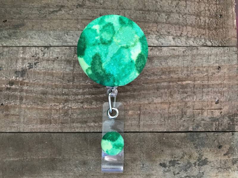 Versenkbare Ausweis Halter-stoff Abzeichen Reel-Versenkbare Reel-Abzeichen Reel-Id Badge Halter-Krankenschwester Geschenk-Grün Aquarell Kreis Druck von CozyMooseDesigns