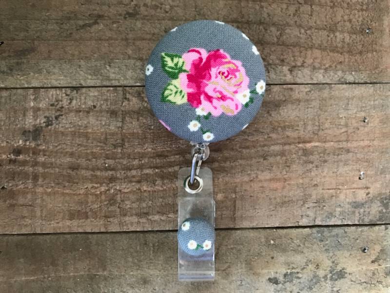 Versenkbare Ausweis Halter-stoff Abzeichen Reel-Versenkbare Reel-Abzeichen Reel-Id Badge Halter-Krankenschwester Geschenk-Rosa Rose Mit Gold Akzent von CozyMooseDesigns