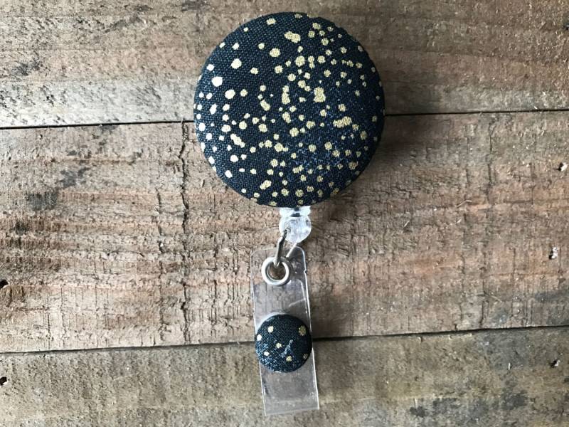 Versenkbare Ausweis Halter-stoff Abzeichen Reel-Versenkbare Reel-Abzeichen Reel-Id Badge Halter-Krankenschwester Geschenk-Schwarz Und Gold von CozyMooseDesigns