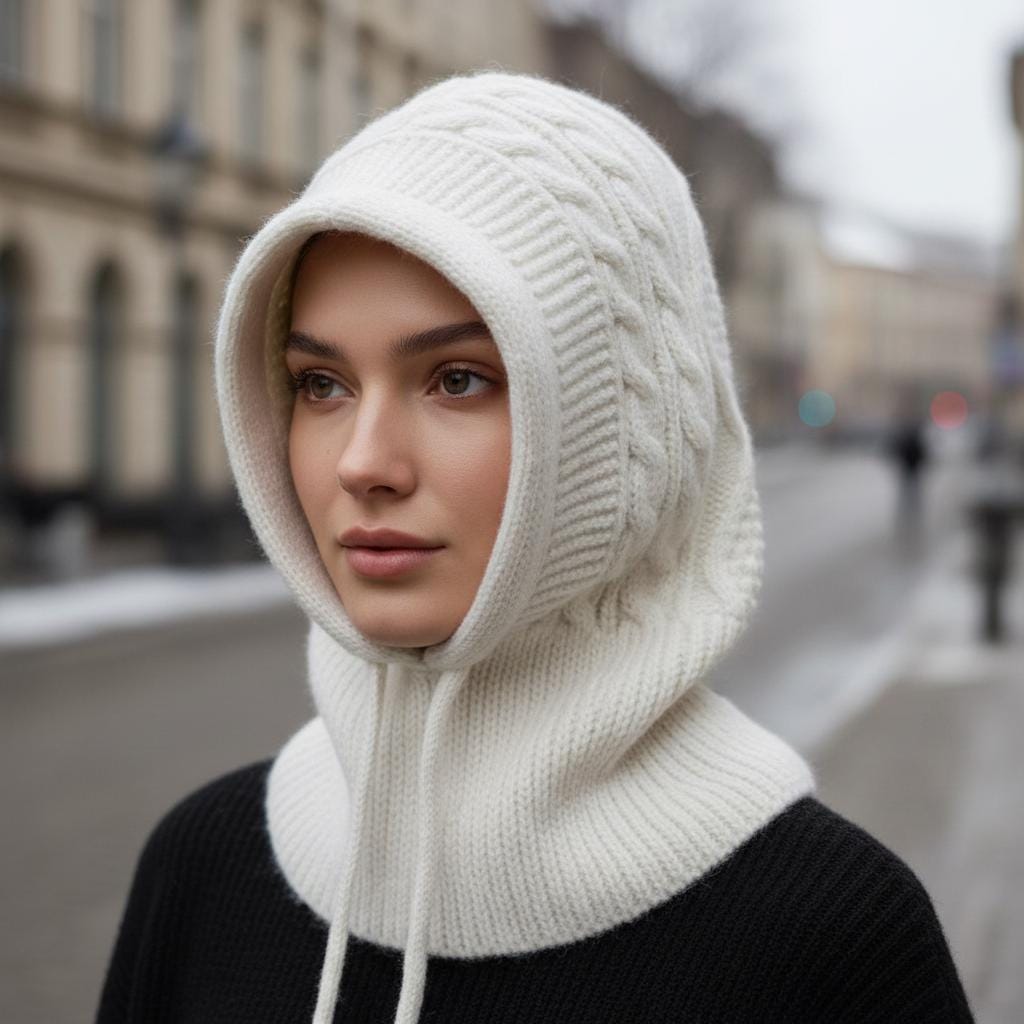 Alpaka Strick Balaklava Damen Herren | Winter Kapuze Bequeme Gestrickte Hood in Beige, Braun, Grau, Schwarz von CozyPaula