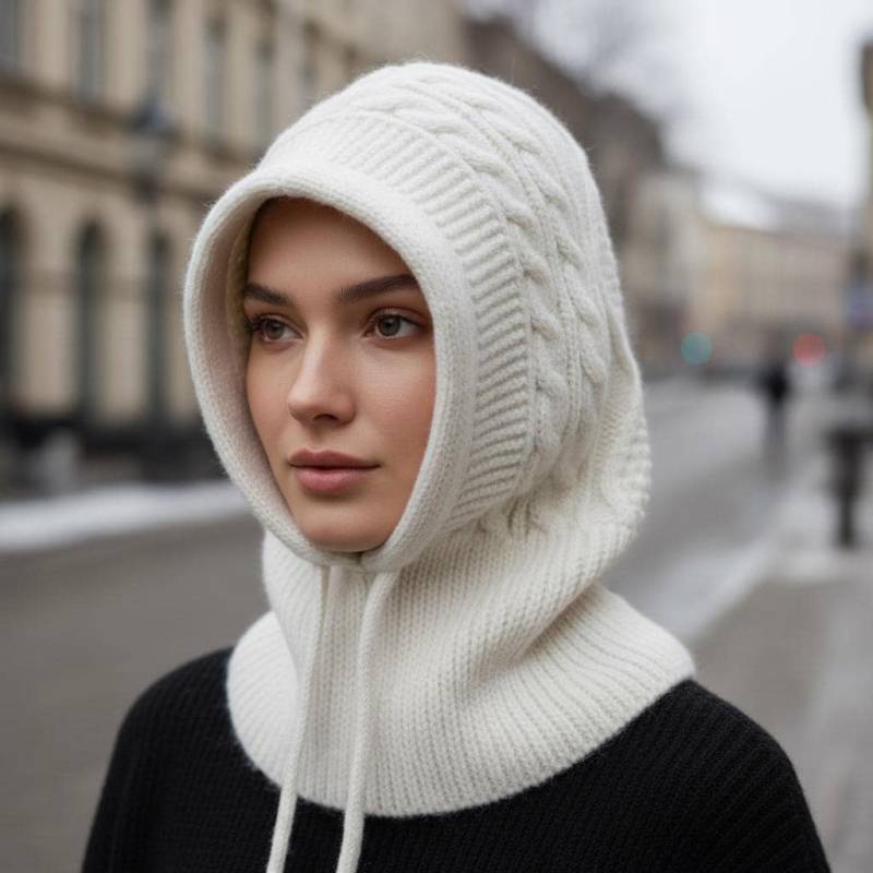 Alpaka Strick Balaklava Damen Herren | Winter Kapuze Bequeme Gestrickte Hood in Beige, Braun, Grau, Schwarz von CozyPaula