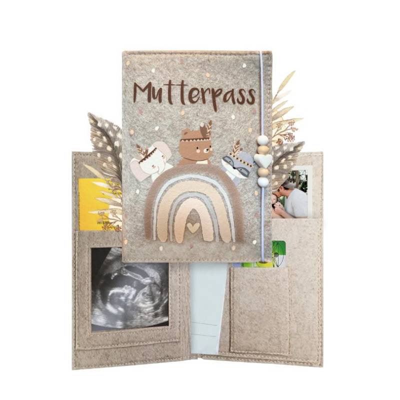 Filz Mutterpasshülle Für Den Deutschen Mutterpass | Hülle Bestickt Und Bedruckt Mit Schönen Motiven Schutzhülle, Geschenk Schwangere von CozyRacoon