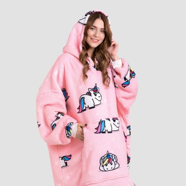 Einhorn Oversized Fleece Hoodie - Plüsch Teddybär Sweatshirt Für Frauen Kuschelige Und Warme Tragbare Decke One Size Fits All Geschenkideen von CozyRelax