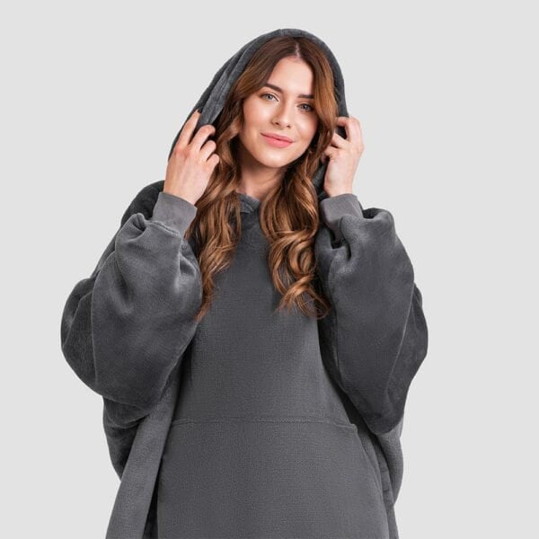 Grau Oversized Fleece Hoodie - Gemütlicher & Warmer Winter Sweatshirt Für Damen Herren Kinder One Size Fits All Geschenkideen von CozyRelax