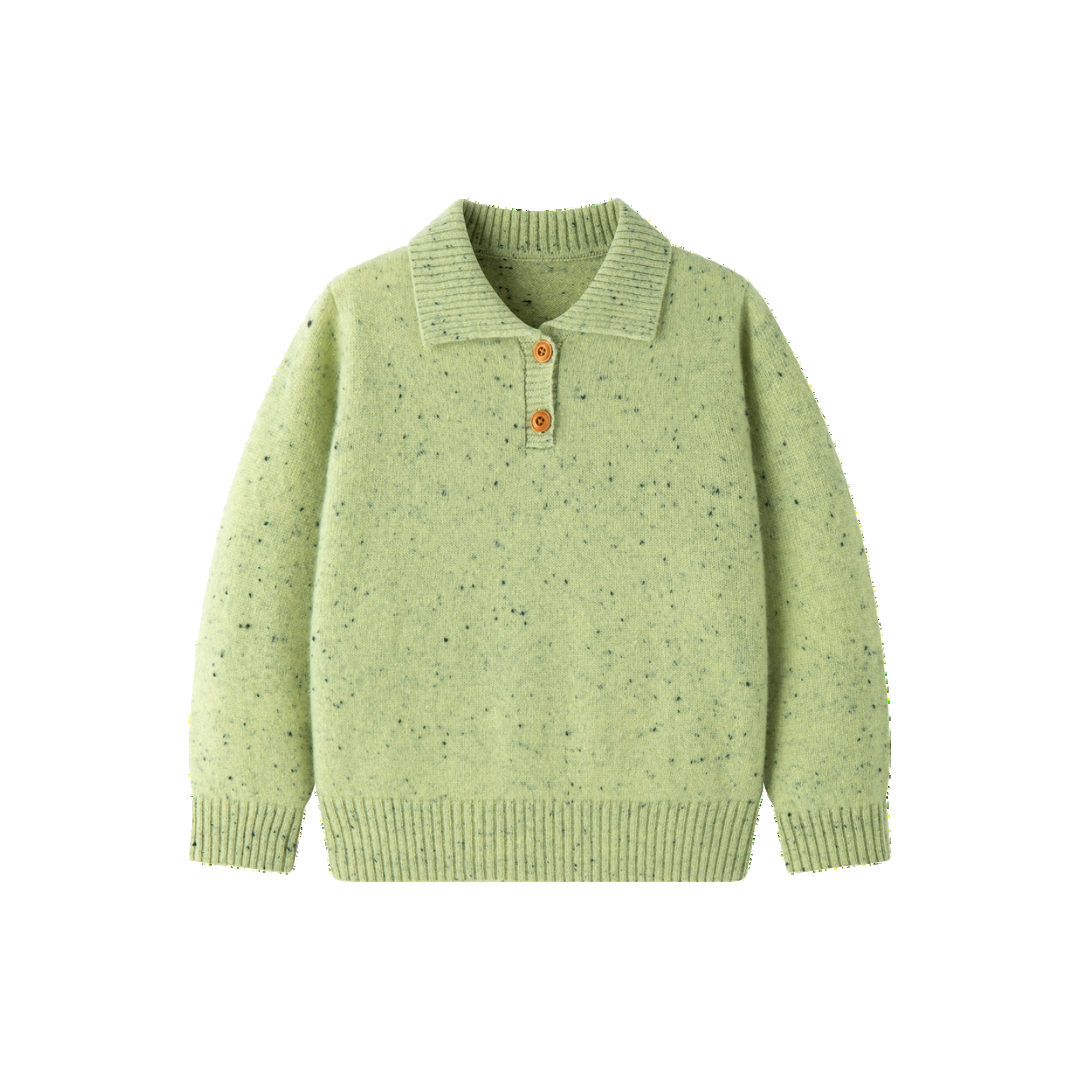 CozyU | Merino Meadow Speckle Knit Polo Jumper | Kid's Sage Green Boys' Knitwear CozyU | Merino Meadow Speckle Knit Polo Jumper | Kid's Sage Green Boys' Knitwear von CozyU