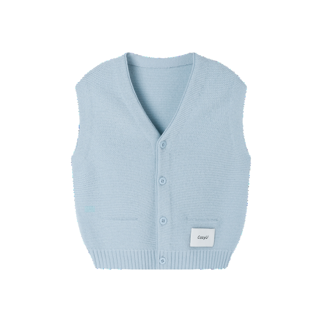 CozyU | Merino V-Neck Knit Vest | Cloud Blue | Kid's Light blue Baby Tops CozyU | Merino V-Neck Knit Vest | Cloud Blue | Kid's Light blue Baby Tops von CozyU