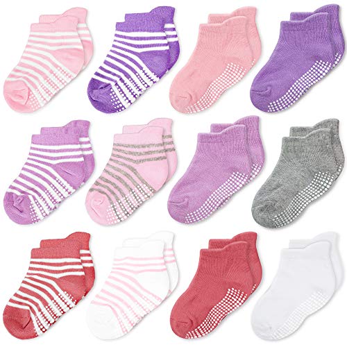 CozyWay Socken im Nonrutschen-Knöchelstil mit Greifer, 12 Pack für Jungen und Mädchen, mehrfarbig, 6-12 Monate von CozyWay