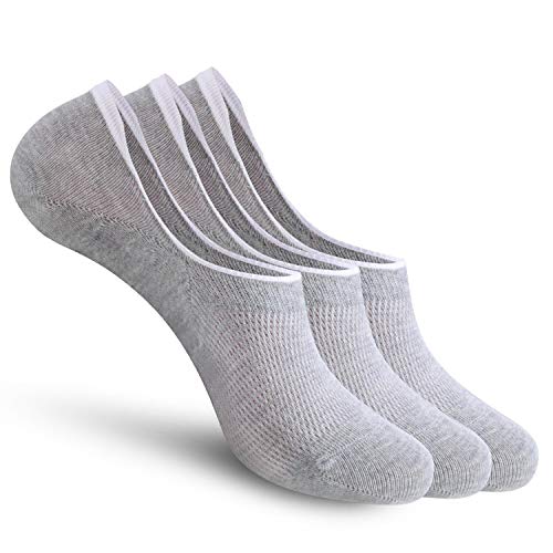 CozyWow 3 6 10 Paar Herren & Damen Füßlinge Baumwolle Unsichtbare Sneaker Socken Sportsocken mit Rutschfestem Silkon Grau x3 Gr.43-46 von CozyWow